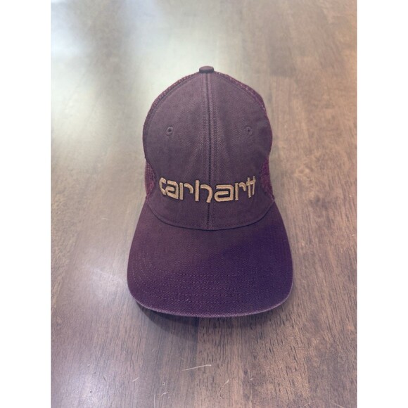 Carhartt Mesh Back Trucker Hat Burgundy Snapback Cap One Size Cotton SP22 - Picture 2 of 8